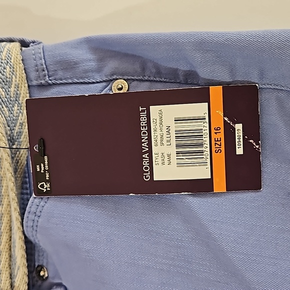 Gloria Vanderbilt Lillian Skimmer Pant Blue Capri Pull-on skimmer Cropped Casual - Picture 11 of 17